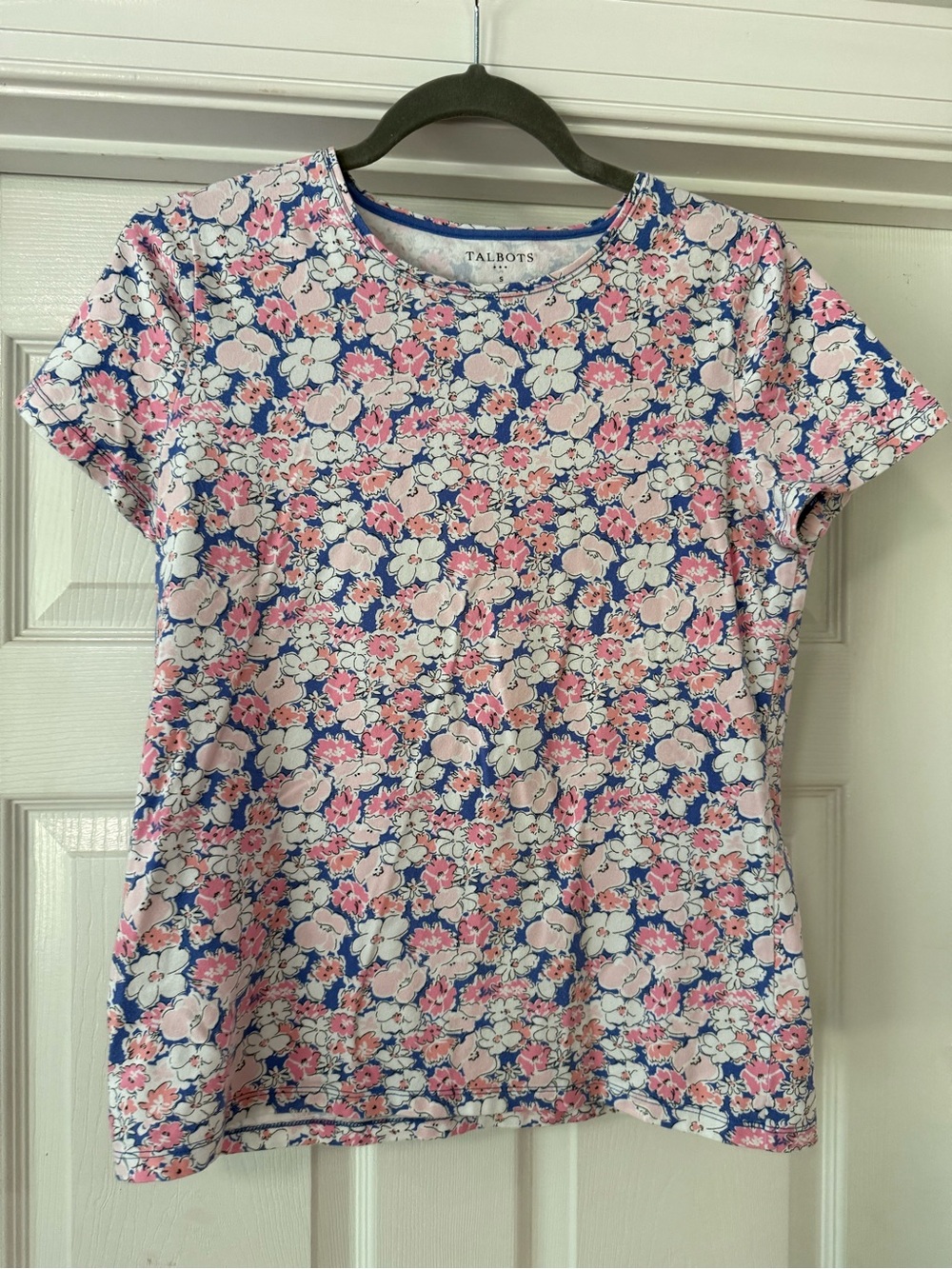 Talbots Pink and Blue Floral Short-Sleeve Tee